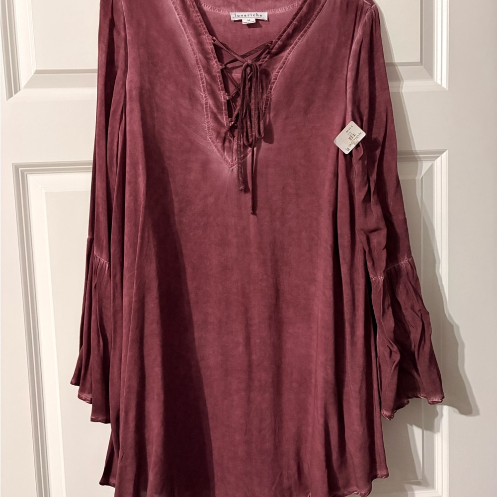 Love Riche Mauve Lace-Up Tunic